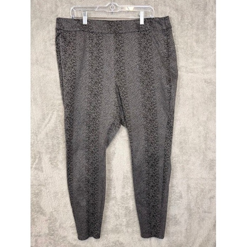 Lane Bryant Womens Plus 18/20 Gray Black Micro Print Pull On Leggings Slim Pants